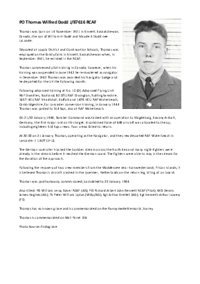 A preview of a PDF biography for Dodd, Thomas Wilfred